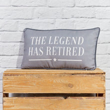  The Legend Has Retired Oblong Grey Cushion