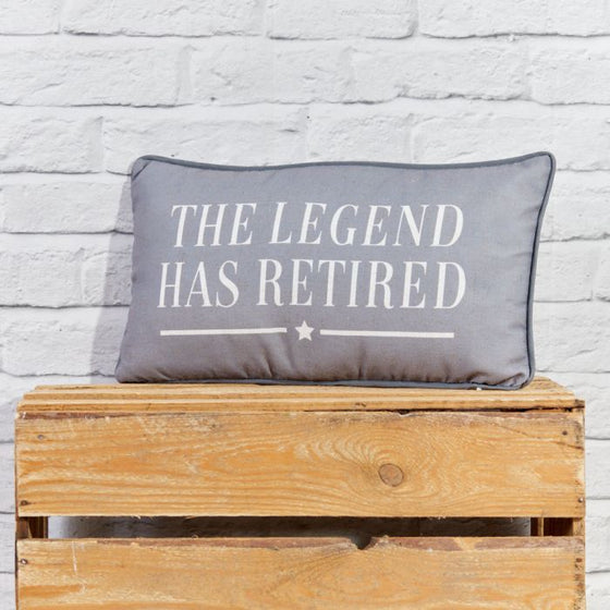 The Legend Has Retired Oblong Grey Cushion