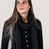 Women's Recycled Yarn Mini Cable Knit Scarf, Black