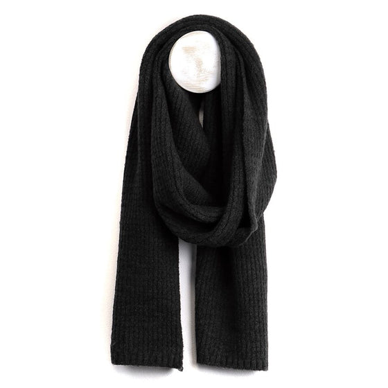 Women's Recycled Yarn Mini Cable Knit Scarf, Black