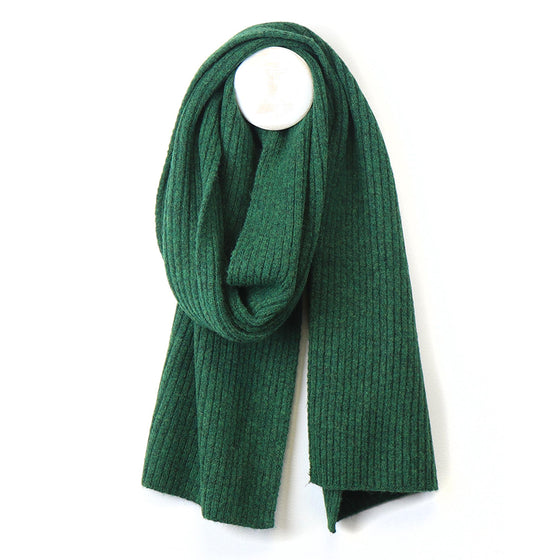 Men's Dark Green Recycled Polyester Ribbed Knit Scarf