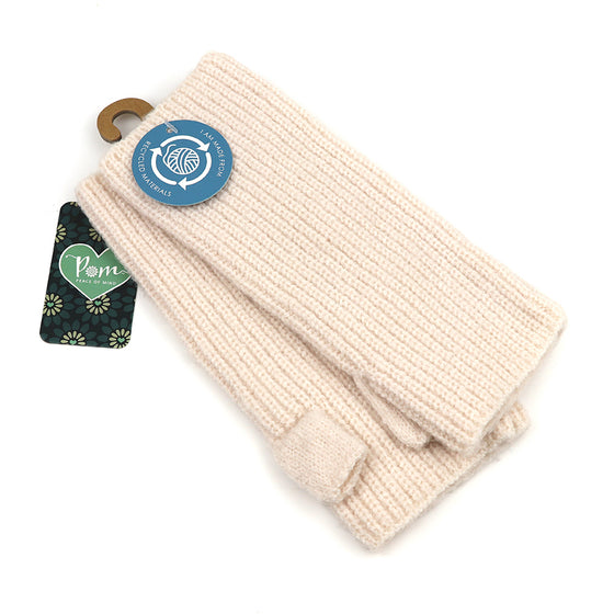 Light Beige Women's Recycled Yarn Rib Knitted Wrist Warmers