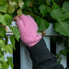 Light Pink Women's Recycled Yarn Rib Knitted Wrist Warmers