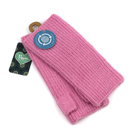 Light Pink Women's Recycled Yarn Rib Knitted Wrist Warmers