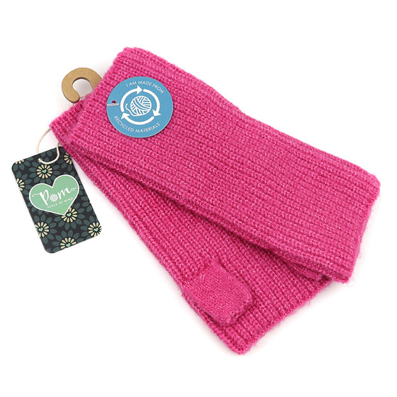 Bright Pink Women's Recycled Yarn Rib Knitted Wrist Warmers