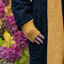  Women's Recycled Yarn Mini Cable Knit Fingerless Gloves, Mustard