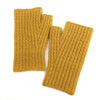 Women's Recycled Yarn Mini Cable Knit Fingerless Gloves, Mustard