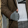 Men's Grey Recycled Polyester Knit Fingerless Gloves with Black Trim