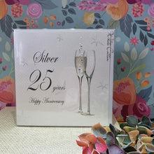  Elegant Blank Silver Wedding Anniversary Card - 25 Years Happy Anniversary