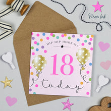  Pink Birthday Balloons, 18th Birthday Card for Teenage Girls