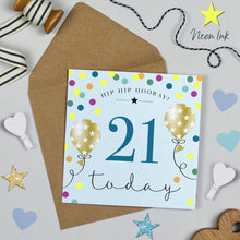  Blue Birthday Balloons, 21st Birthday Card for Young Men