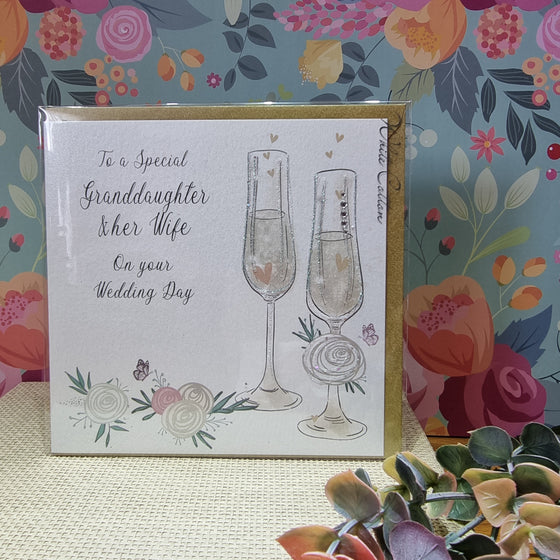 Elegant Blank Wedding Day Card - A Special Granddaughter and her Wife