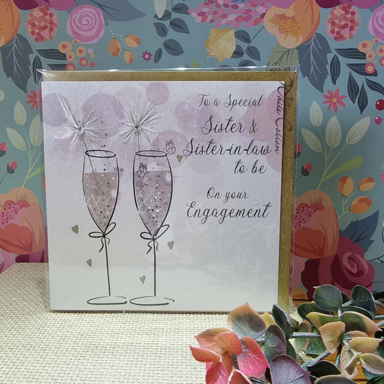 Elegant Blank Engagement Card - A Special Sister and Sister-in-law to Be