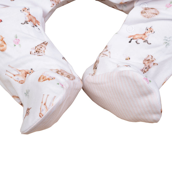 Wrendale Designs - Little Wren Collection - Little Forest Printed Babygrow, 3-6 months