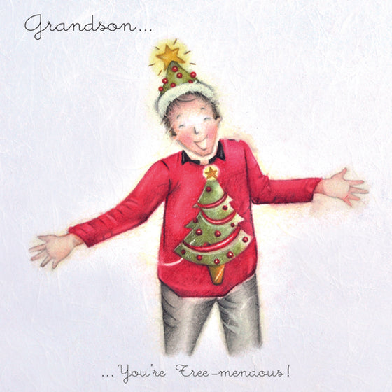 Berni Parker Designs - Grandson - Funny Christmas Card