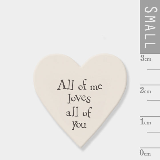 NEW East of India - Packs of 10 Small Wooden Hearts - 'All of Me Loves All of You' Table Confetti