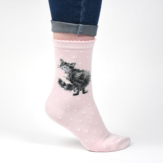 Wrendale Designs - Women's Bamboo Socks - Fluffy Cat