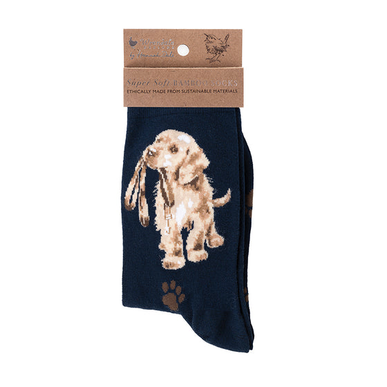 Gifts for women UK, Funny Greeting Cards, Wrendale Designs Stockist, Berni Parker Designs Gifts Greeting Cards, Engagement Wedding Anniversary Cards, Gift Shop Shrewsbury, Visit Shrewsbury Wrendale Designs Women's Bamboo Socks Black Labrador Puppy Paws